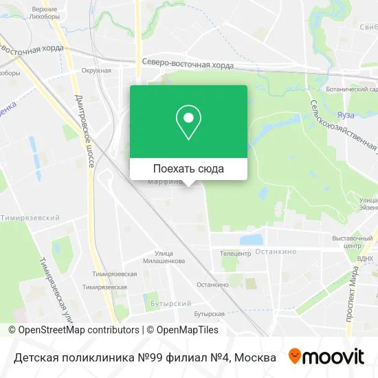 Карта Детская поликлиника №99 филиал №4