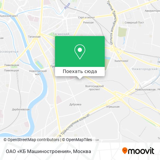 Карта ОАО «КБ Машиностроения»