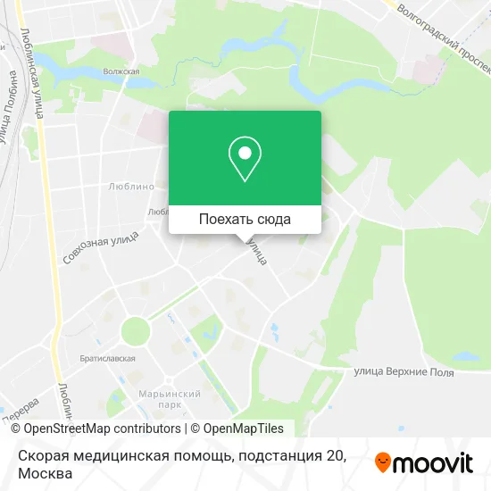 Карта Скорая медицинская помощь, подстанция 20