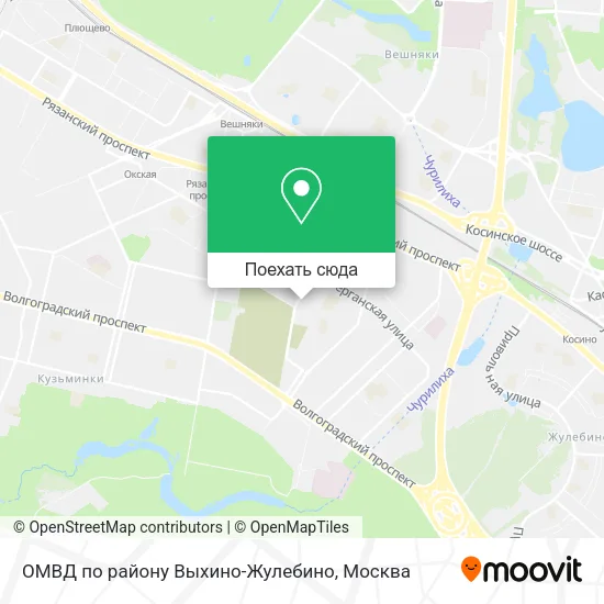 Карта ОМВД по району Выхино-Жулебино