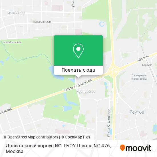 Карта Дошкольный корпус №1 ГБОУ Школа №1476