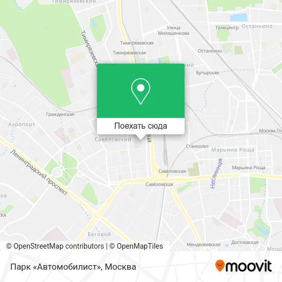 Карта Парк «Автомобилист»