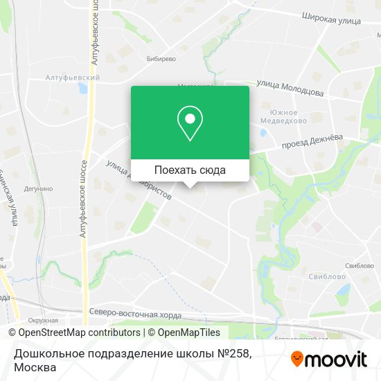 Карта Дошкольное подразделение школы №258