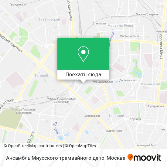 Карта Ансамбль Миусского трамвайного депо