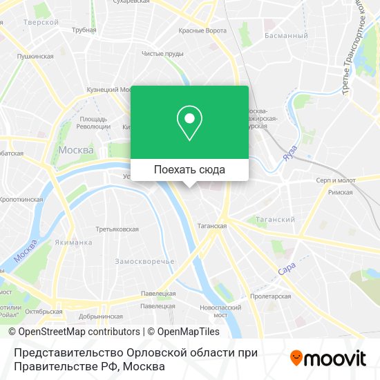 Карта Представительство Орловской области при Правительстве РФ