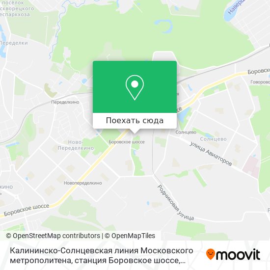 Карта Калининско-Солнцевская линия Московского метрополитена, станция Боровское шоссе