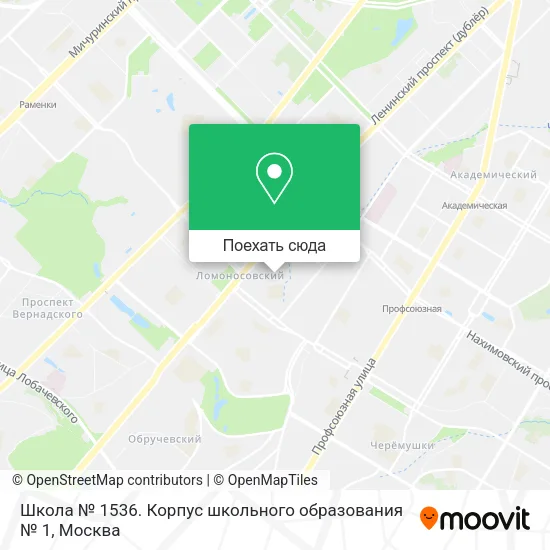 Карта Школа № 1536. Корпус школьного образования № 1