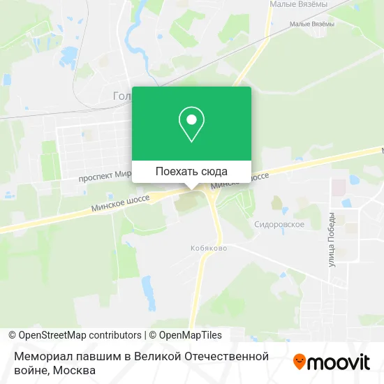 Карта Мемориал павшим в Великой Отечественной войне