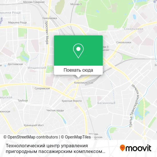 Карта Технологический центр управления пригородным пассажирским комплексом Московской железной дороги
