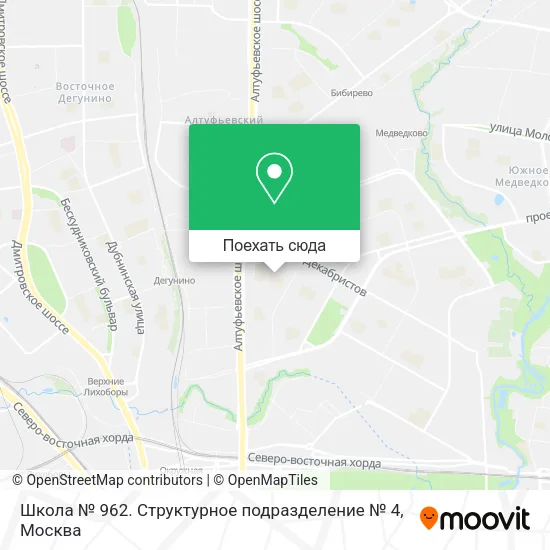Карта Школа № 962. Структурное подразделение № 4