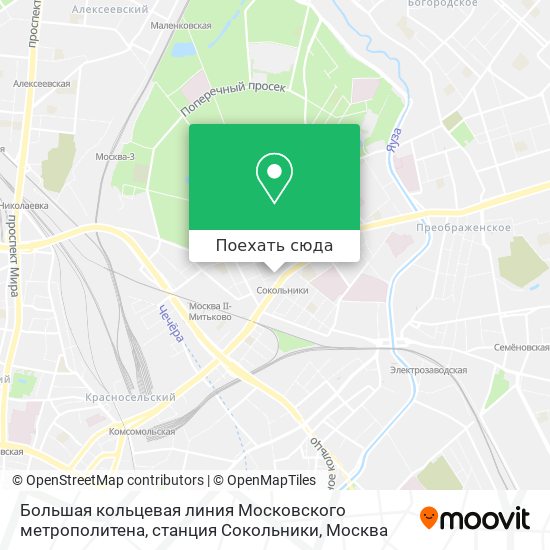 Карта Большая кольцевая линия Московского метрополитена, станция Сокольники