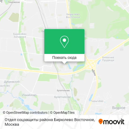 Карта Отдел соцзащиты района Бирюлево Восточное