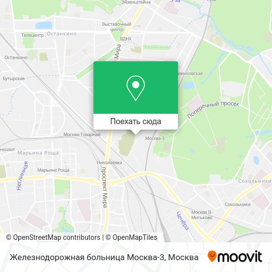 Карта Железнодорожная больница Москва-3