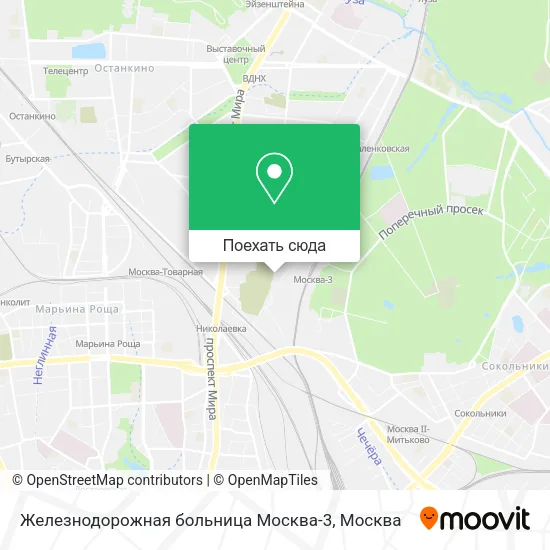 Карта Железнодорожная больница Москва-3