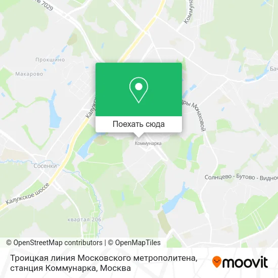 Карта Троицкая линия Московского метрополитена, станция Коммунарка