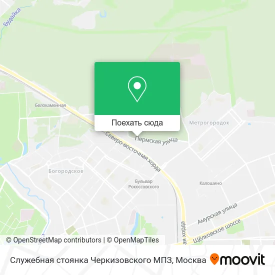 Карта Служебная стоянка Черкизовского МПЗ