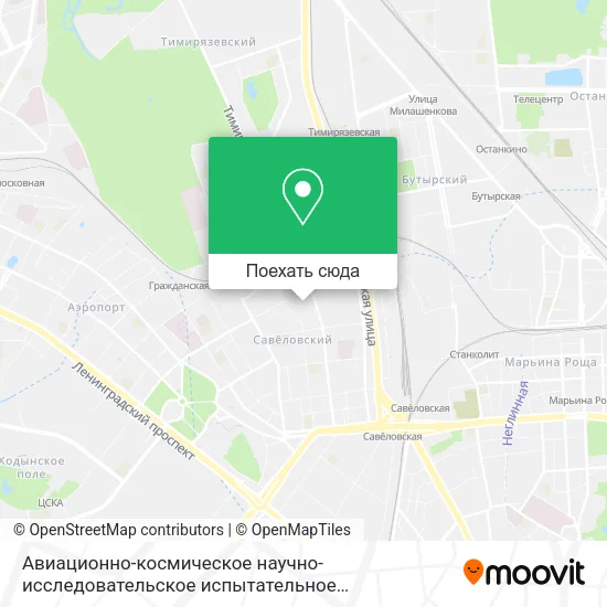 Карта Авиационно-космическое научно-исследовательское испытательное производственное объединение