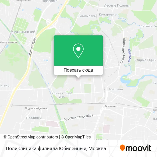 Карта Поликлиника филиала Юбилейный
