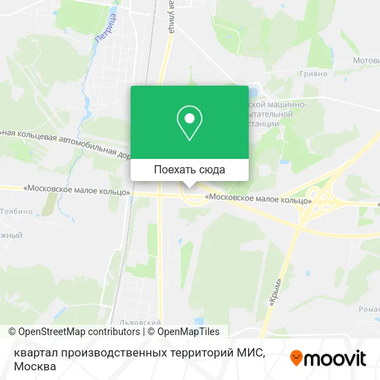 Карта квартал производственных территорий МИС
