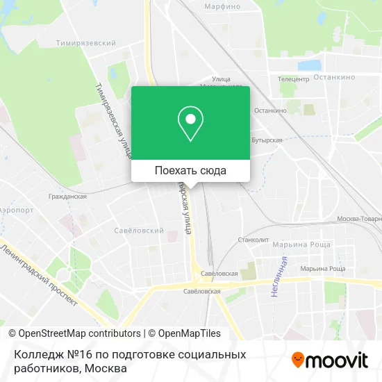 Карта Колледж №16 по подготовке социальных работников