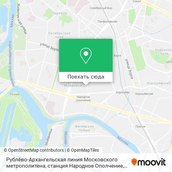 Карта Рублёво-Архангельская линия Московского метрополитена, станция Народное Ополчение