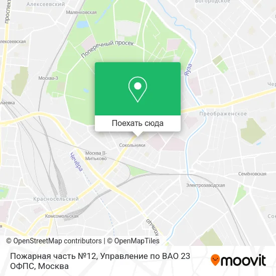 Карта Пожарная часть №12, Управление по ВАО 23 ОФПС