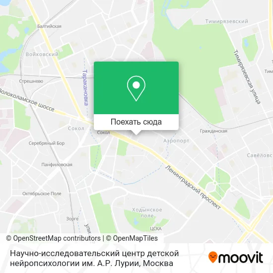 Карта Научно-исследовательский центр детской нейропсихологии им. А.Р. Лурии