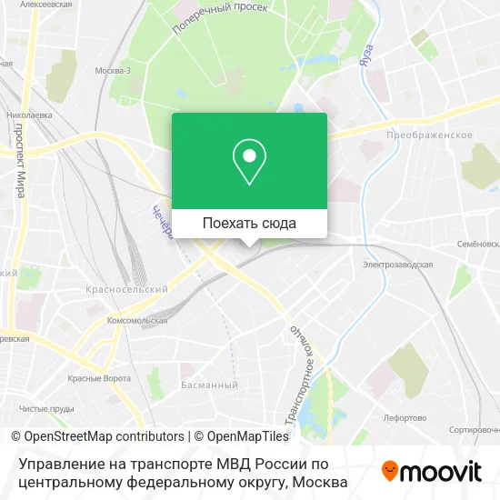 Карта Управление на транспорте МВД России по центральному федеральному округу