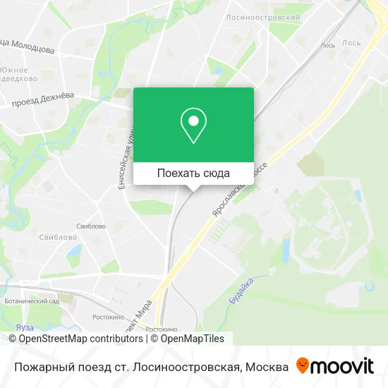 Карта Пожарный поезд ст. Лосиноостровская