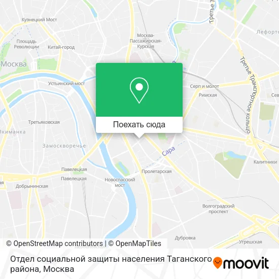 Карта Отдел социальной защиты населения Таганского района