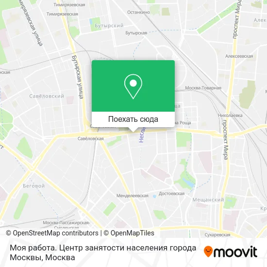 Карта Моя работа. Центр занятости населения города Москвы
