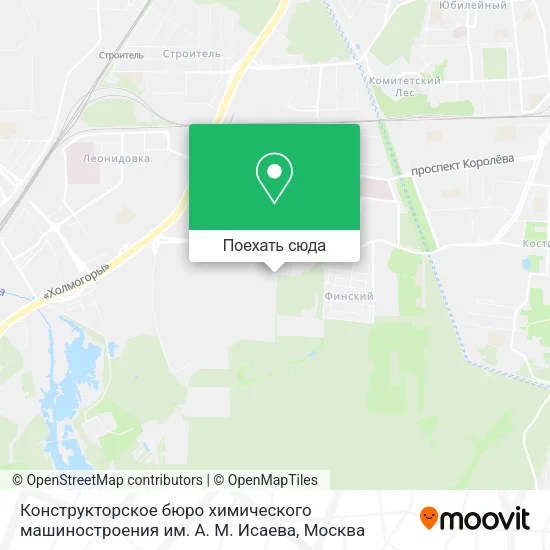 Карта Конструкторское бюро химического машиностроения им. А. М. Исаева