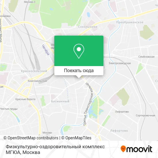 Карта Физкультурно-оздоровительный комплекс МГЮА