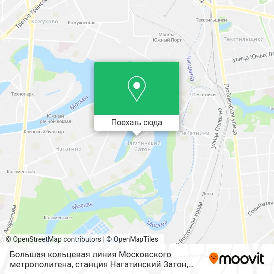 Карта Большая кольцевая линия Московского метрополитена, станция Нагатинский Затон