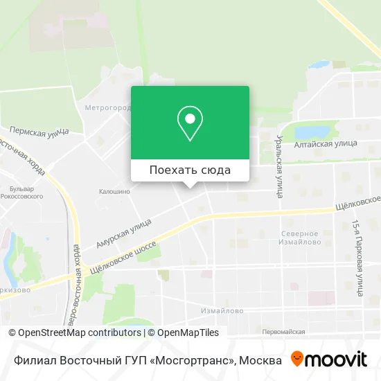 Карта Филиал Восточный ГУП «Мосгортранс»