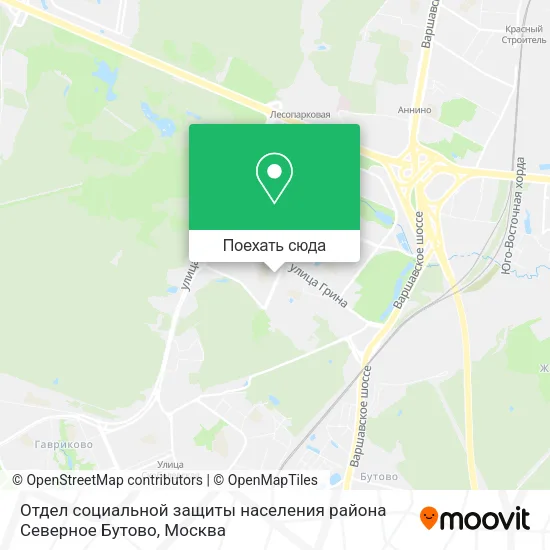 Карта Отдел социальной защиты населения района Северное Бутово