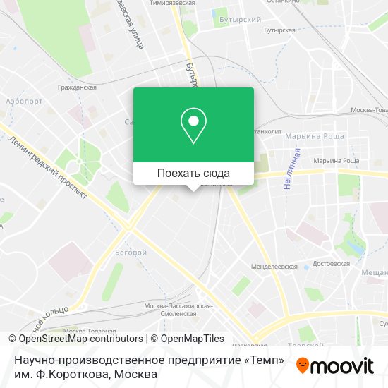 Карта Научно-производственное предприятие «Темп» им. Ф.Короткова