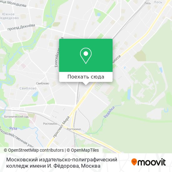 Карта Московский издательско-полиграфический колледж имени И. Фёдорова