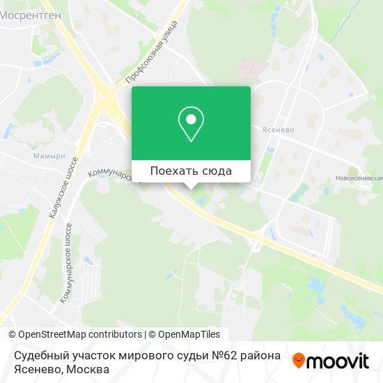 Карта Судебный участок мирового судьи №62 района Ясенево