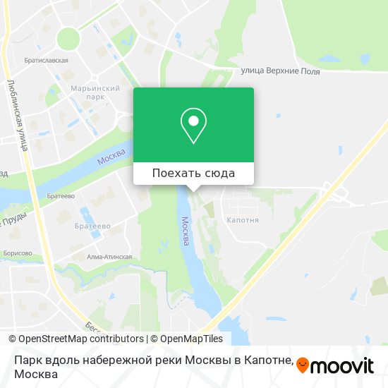 Карта Парк вдоль набережной реки Москвы в Капотне