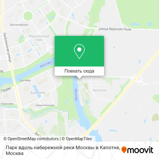 Карта Парк вдоль набережной реки Москвы в Капотне