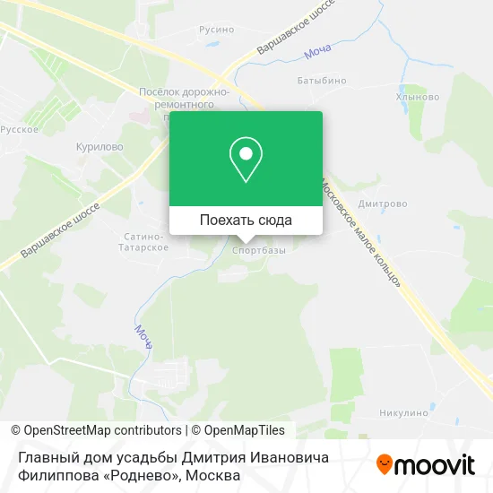 Карта Главный дом усадьбы Дмитрия Ивановича Филиппова «Роднево»