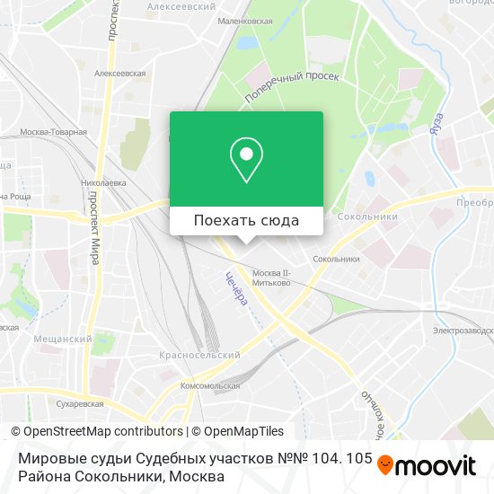 Карта Мировые судьи Судебных участков №№ 104. 105 Района Сокольники