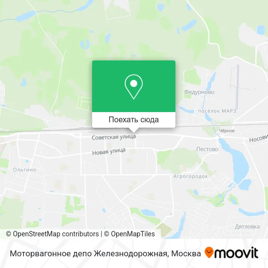 Карта Моторвагонное депо Железнодорожная