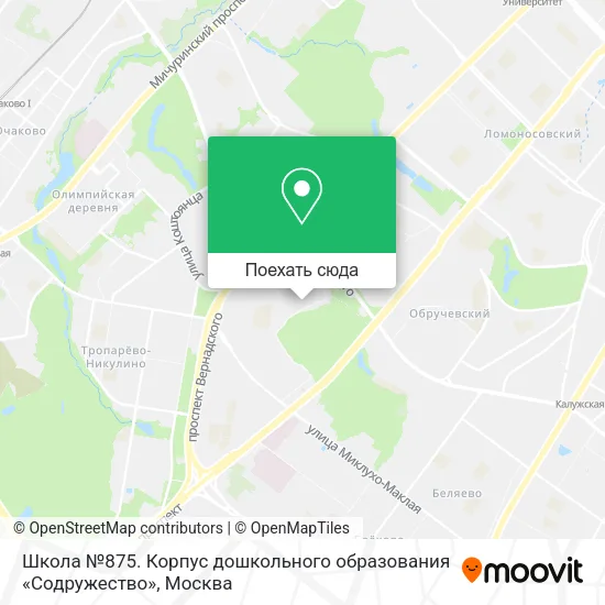 Карта Школа №875. Корпус дошкольного образования «Содружество»