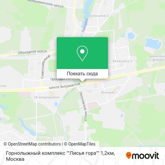 Карта Горнолыжный комплекс ""Лисья гора"" 1,2км
