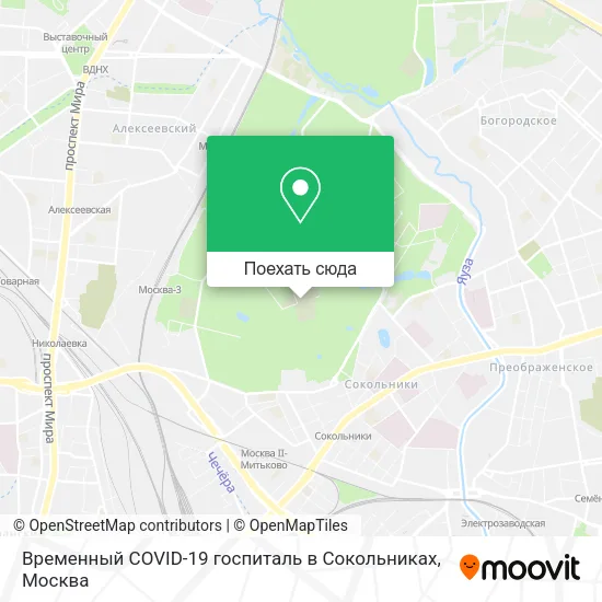Карта Временный COVID-19 госпиталь в Сокольниках