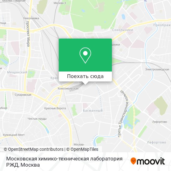 Карта Московская химико-техническая лаборатория РЖД