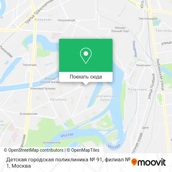 Карта Детская городская поликлиника № 91, филиал № 1