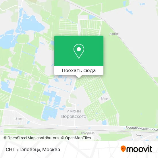 Карта СНТ «Тэповец»